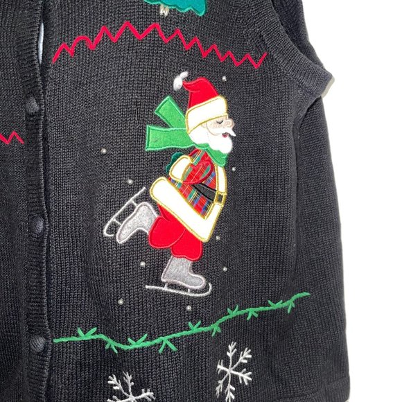Vtg Bechamel Plus Size Cardigan Sweater Vest Womens 1X Christmas Santa Holiday - Picture 6 of 12